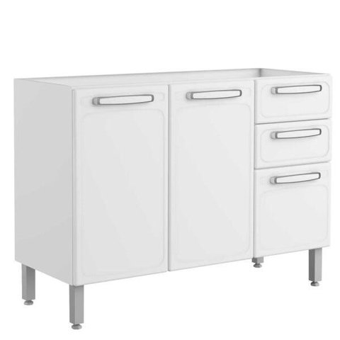 Balcão sem Tampo Evidence Aço 3 Portas 2 Gavetas 7024 Branco - Bertolini