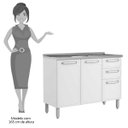 Ver imagem 3 de Balcão com Pia Inox Evidence Aço 3 Portas 2 Gavetas 7025 Branco - Bertolini