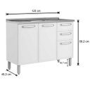 Ver imagem 2 de Balcão com Pia Inox Evidence Aço 3 Portas 2 Gavetas 7025 Branco - Bertolini