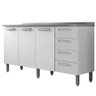 Balcão Gabinete Evidence Aço com Pia Inox 160cm 3 Portas 7029 Branco - Bertolini - 1