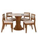 Ver imagem 2 de Mesa com 4 Cadeiras Redonda C/vidro Santorini Fre/off/bouclé Off - M.a Freijó/off Premium/boucl