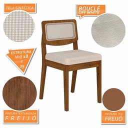 Mesa com 4 Cadeiras Redonda C/vidro Santorini Fre/off/bouclé Off - M.a Freijó/off Premium/boucl - 6