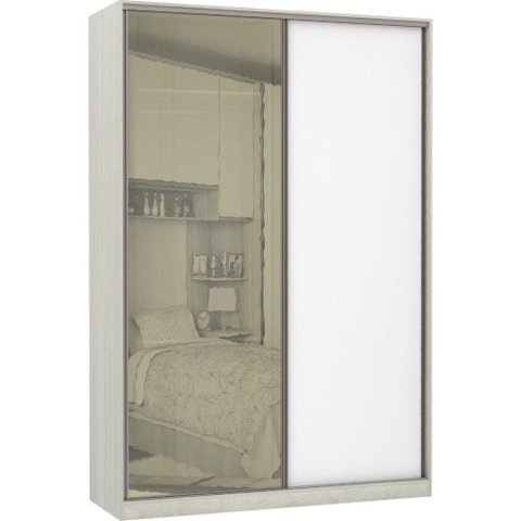 Guarda-roupa 2 Portas De Correr 8 Cm Crema Com Branco Mat