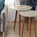 Ver imagem 3 de Mesa de Apoio Redonda Pés Madeira Luna 530 Off White - Patrimar Móveis