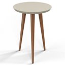 Ver imagem 1 de Mesa de Apoio Redonda Pés Madeira Luna 530 Off White - Patrimar Móveis