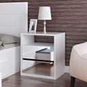 Ver imagem 2 de Mesa De Cabeceira Espelhada 2 Gavetas E Nicho Blank F04 Branco - Mpozenato