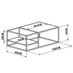 Conjunto Mesa de Centro e Mesa Lateral com Revisteiro Steel Quadra Vermont Base Cobre - Artesano - 5