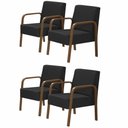 Ver imagem 1 de Kit 4 Poltronas 1 Lugar Luna Pé Madeira Suede Preto