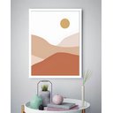 Ver imagem 1 de Quadro Decorativo Abstrato Sol Montanhas - 70x50cm:moldura Preta