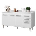 Ver imagem 1 de Balcão Gabinete de Pia 150cm 4 Portas 2 Gavetas Com Tampo Lis L03 Branco - Mpozenato