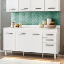 Ver imagem 3 de Balcão Gabinete de Pia 150cm 4 Portas 2 Gavetas Com Tampo Lis L03 Branco - Mpozenato