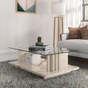 Ver imagem 1 de Mesa de Centro com Vidro Frizz - 7 Decor Calacata e Off White