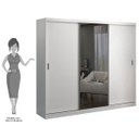 Ver imagem 5 de Guarda-Roupa Casal 264cm 3 Portas de Correr 1 Espelho Winter F04 Branco - Mpozenato
