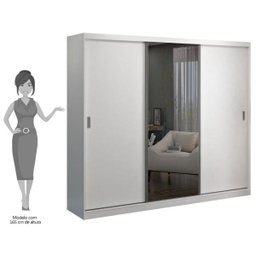 Guarda-Roupa Casal 264cm 3 Portas de Correr 1 Espelho Winter F04 Branco - Mpozenato - 5 Guarda-Roupa Casal 264cm 3 Portas de Correr 1 Espelho Winter F04 Branco - Mpozenato - 5
