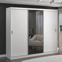 Ver imagem 2 de Guarda-Roupa Casal 264cm 3 Portas de Correr 1 Espelho Winter F04 Branco - Mpozenato