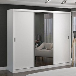 Guarda-Roupa Casal 264cm 3 Portas de Correr 1 Espelho Winter F04 Branco - Mpozenato - 2 Guarda-Roupa Casal 264cm 3 Portas de Correr 1 Espelho Winter F04 Branco - Mpozenato - 2
