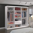 Ver imagem 3 de Guarda-Roupa Casal 264cm 3 Portas de Correr 1 Espelho Winter F04 Branco - Mpozenato