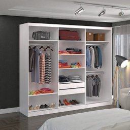 Guarda-Roupa Casal 264cm 3 Portas de Correr 1 Espelho Winter F04 Branco - Mpozenato - 3 Guarda-Roupa Casal 264cm 3 Portas de Correr 1 Espelho Winter F04 Branco - Mpozenato - 3