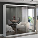 Ver imagem 2 de Guarda-Roupa Casal 264cm 3 Portas de Correr 3 Espelhos Winter F04 Branco - Mpozenato