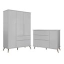 Ver imagem 1 de Jogo De Quarto Infantil Guarda-Roupa 3 Portas e Cômoda 1 Porta 3 Gavetas 100% Mdf P04 Mel Cinza -