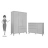 Jogo De Quarto Infantil Guarda-Roupa 3 Portas e Cômoda 1 Porta 3 Gavetas 100% Mdf P04 Mel Cinza - - 5
