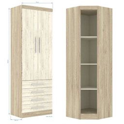 Jogo de Quarto Casal Modulado 007 Master Avelã Rústico/Ártico Rústico - Eucamóveis - 2