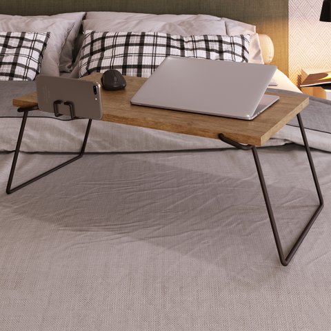 Mesa Multiuso Dobrável P/notebook C/suporte P/smartphone 27889 Tube Artesano - Vermont/preto Fosco