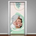 Ver imagem 1 de Adesivo Para Porta Estética Fundo Minimalista Tom De Verde- 63X210Cm