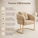 Ver imagem 4 de Cadeira Poltrona Orgânica Luxo Base de Metal em Veludo