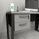 Ver imagem 1 de Gaveteiro Suspenso com 2 Gavetas e Chave Mesa Escritório F5