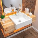 Ver imagem 2 de Cuba Pia Semi Encaixe para Banheiro Quadrada Kuad 395 C08 Branco - Mpozenato