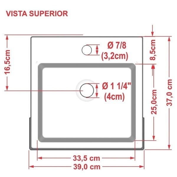 Cuba Pia Semi Encaixe para Banheiro Quadrada Kuad 395 C08 Branco - Mpozenato - 3