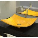 Ver imagem 3 de Cuba Pia de Apoio para Banheiro Retangular Folha Bari F44W C08 Amarelo - Mpozenato