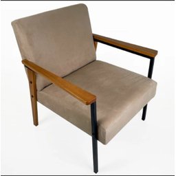 Conjunto de 2 Poltronas Decorativas Escritório Fontana Courino Bege - 2