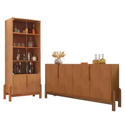 Sala de Jantar Lizz com Cristaleira e Buffet Aparador 4 Portas Cedro - Casa D - 1