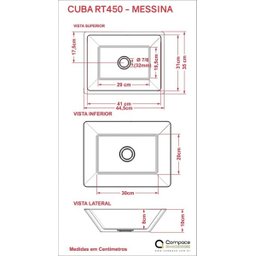 Cuba Pia De Apoio Para Banheiro Retangular Messina RT45 Bege C08 - Mpozenato - 3