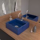 Ver imagem 2 de Cuba Pia De Apoio Para Banheiro Quadrada Q355W Azul Escuro C08 - Mpozenato