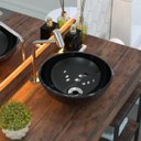 Ver imagem 2 de Cuba Pia de Apoio para Banheiro Redonda Bowl 35 C08 Preto - Mpozenato
