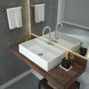 Ver imagem 2 de Cuba Pia De Apoio Para Banheiro Retangular Florenza RT55 Branco C08 - Mpozenato