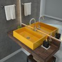 Ver imagem 2 de Cuba Pia De Apoio Para Banheiro Retangular Florenza RT55 Amarelo C08 - Mpozenato
