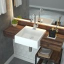 Ver imagem 2 de Cuba Pia Semi Encaixe para Banheiro Quadrada Kuad 355 C08 Branco - Mpozenato