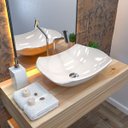 Ver imagem 2 de Cuba Pia de Apoio para Banheiro Abaulada Luxo 42 C08 Bege - Mpozenato