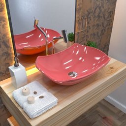 Cuba Pia de Apoio para Banheiro Abaulada Luxo 42 C08 Rosa - Mpozenato - 2