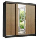 Ver imagem 2 de Guarda-Roupa Casal Madesa Reno 3 Portas de Correr com Espelho Preto/Rustic Cor:Preto/Rustic