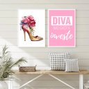 Ver imagem 2 de Kit 2 Quadros Sapato Feminino - Diva 33x24cm - com Vidro:madeira Branca
