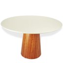 Ver imagem 3 de Mesa de Jantar Tampo em MDF com Vidro e Base em Madeira 135cm Araçá Branco/Off-White
