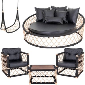 1 Chaise com 6 Almofadas + 2 Poltronas + 1 Balanço e Mesa