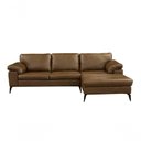 Ver imagem 1 de Sofá de Couro Asti 3 Lugares com Chaise Direita Marrom Bicolor - Mempra Design