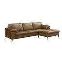 Ver imagem 2 de Sofá de Couro Asti 3 Lugares com Chaise Direita Marrom Bicolor - Mempra Design