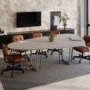 Ver imagem 1 de Mesa de Reunião Orgânica 2,70x1,60m com Pés em Metal e Tampo Bipartido F5 Corporate Cinza